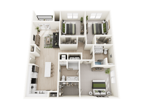 The Sycamore 3 Bed 2 Bath at Forest Edge Apartments, Charlestown, IN, Indiana